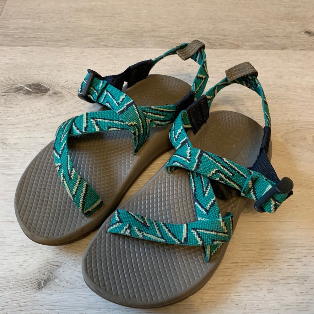 Chaco Kids Z1 Ecotread Teal Geometric Strappy Hiking Sandals Size 1